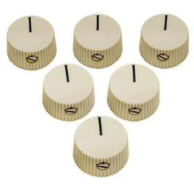 Abbildung von Musiclily Pro Imperial Zoll Größe Kunststoff Vintage Verstärker Potiknopfe für Solid Shaft CTS Poti, Creme (6er Set)