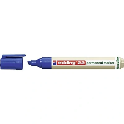 Abbildung von edding 22 Permanentmarker blau 1 Stift Keil Spitze 5 mm schnell trocknender Permanent Marker wasserfest, wischfest für Karton, Kunststoff, Holz, Metall Universalmarker