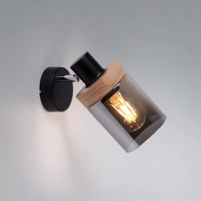 Abbildung von click licht Wandleuchte Wand und Deckenleuchte Pasqual in Schwarz Natur hell E27 1 flammi, keine Angabe, Leuchtmittel enthalten: Nein, warmweiss,