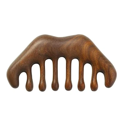 Abbildung von Holz Kamm,Naturhölzer,breitem Kamm,Haarmassage,hochwertige Locken Kamm,Breit Zahn Kamm,Holz Kamm handgemacht.