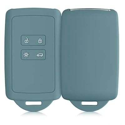 Abbildung von kwmobile Autoschlüssel Hülle kompatibel mit Renault 4 Tasten Smartkey (nur Keyless Go) Silikon Schutzhülle Schlüsselhülle Cover in Antique Stone