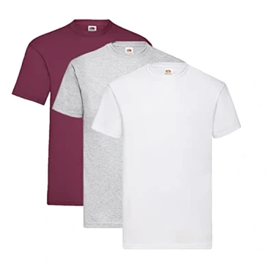 Abbildung von Fruit of the Loom Valueweight T Shirt Diverse Farbsets S M L XL XXL 3XL 4XL 5XL (3XL, 1x Burgund + Grau Weiss 1HL Kauf Notizblock)