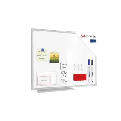 Abbildung von ALLboards Magnetisches Whiteboard 60x45cm Magnettafel mit Aluminiumrahmen und Stifteablage, Weiß Magnetisch Tafel, Trocken Abwischbar, Wiederbeschreibbar Weißtafel