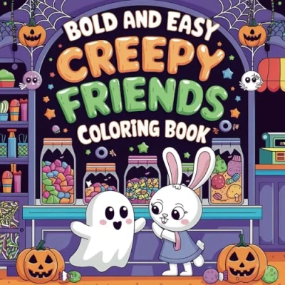 Abbildung von Creepy Friends: Coloring Book For Teens &amp; Adults Featuring Cute Creatures In Spooky Moments (Bold Easy Illustrations Relaxation)