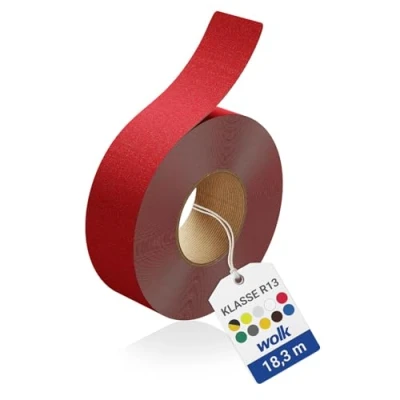 Abbildung von wolk Antirutschbelag Selbstklebende R13 Rutschhemmung für sichere Gehflächen und Treppen 5,0 cm x 18,3 m rot