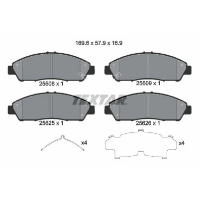 Abbildung von TEXTAR 2560801 Bremsbelagsatz mit akustischer Verschleißwarnung Zubehör ACURA: MDX, HONDA: Pilot