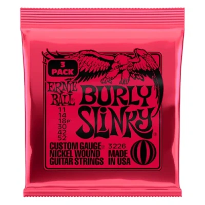 Abbildung von Ernie Ball Burly Slinky Nickel Wound E Gitarrensaiten, 3er Pack, Stärke 11 52