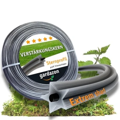 Abbildung von Gardazon Trimmerfaden mit Verstärkung 3mm x 50 m Vorsicht extrem scharf (Sternprofil) Freischneider Faden Universell Mähfaden für Motorsense Ersatzfaden Rasentrimmer Nylonfaden