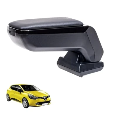 Abbildung von RATI ARMSTER S Armlehne kompatibel für RENAULT CLIO 2013 2019 [schwarz,vegan Leder] nachrüstbare Mittelarmlehne mit Staufach