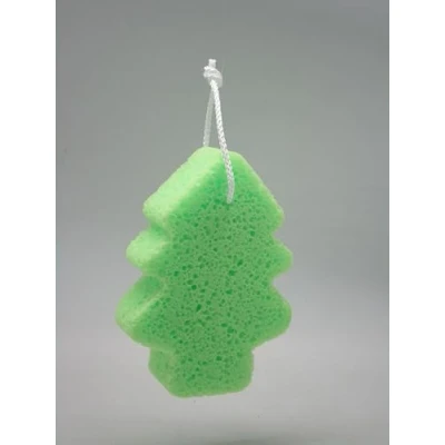 Abbildung von martini SPA Xmas Collection Weicher, geformter Weihnachtsbaumschwamm mit Kordel, Polyurethan, grün, 15,5 x 12 4 cm, g, 1 Stück