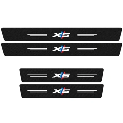 Abbildung von 4 Stück Autotürschwellenschutz für BMW X1 X2 X3 X4 X5 X6 X7, Kohlefaser Anti Kratzschutz Einstiegsleisten Abdeckung Pedal Dekoration Aufkleber, Schwarz