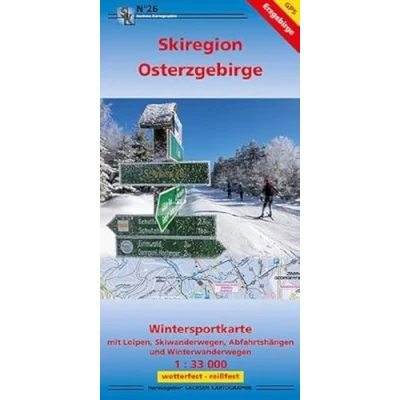 Abbildung von Wintersportkarte Skiregion Osterzgebirge: mit Loipen, Skiwanderwegen, Abfahrtshängen und Winterwanderwegen 1:33 000 GPS fähig wetterfest reißfest