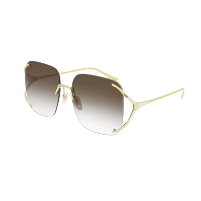 Abbildung von Gucci Sonnenbrille goldcoloured/brown, Damen, Größe: 60, Gold coloured/brown