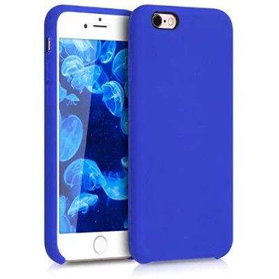 Abbildung von kwmobile Hülle kompatibel mit Apple iPhone 6 / 6S Silikon Handy Case Handyhülle weiche Oberfläche kabelloses Laden Baltik Blau
