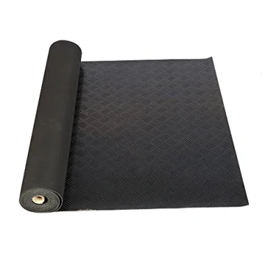 Abbildung von uyoyous Gummimatten Meterware Schutzmatte Bodenmatte 100 x 500 cm Riffelblech Gummimatte rutschfest Gummiläufer Gummi Bodenbeläge Matte Wasserfest, Extrem belastbar, Stärke: 3mm Schwarz