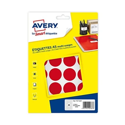 Abbildung von Avery 240 Tabletten Ø30mm A5 Board Rot (pet30r)