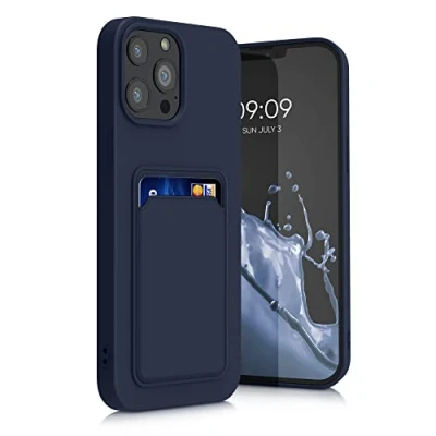 Abbildung von kwmobile Handyhülle kompatibel mit Apple iPhone 13 Pro Max Hülle Handy Cover Fach für Karten in Dunkelblau