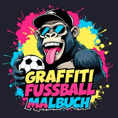 Abbildung von Graffiti Fussball Malbuch: 50 coole Street Art Fußballdesigns mit Tieren für Teenager, Jungen, und Kinder ab 8 Jahren Perfekt Entspannung Kreativität