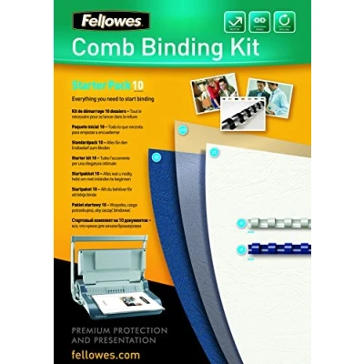 Abbildung von Fellowes Starterset für Plastikbindung, 10 Bindungen, mit Binderücken und Deckblättern (Karton PVC)