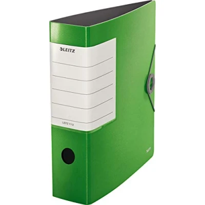 Abbildung von Leitz Qualitäts Ordner 180 Solid, 5er Pack, A4, Hellgrün, 8,2 cm Rückenbreite, Gummibandverschluss, Robustes Polyfoam, extra breites, austauschbares Rückenschild, 11120050