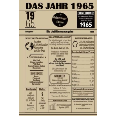 Abbildung von Das Jahr 1965: Notizbuch Mit Cover Im Zeitungsdesign / Jahrgang 1965