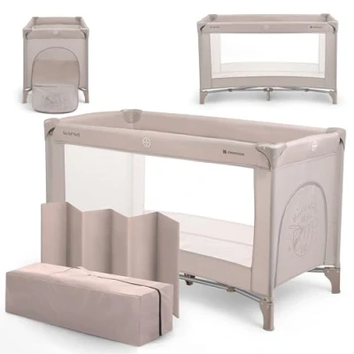 Abbildung von Kikka Boo SO Gifted Reisebett, Bis 15 kg, Babybett 120x60 cm, 1 Ebene, Faltbar, Leicht, Transporttasche, Kompakt, Beige