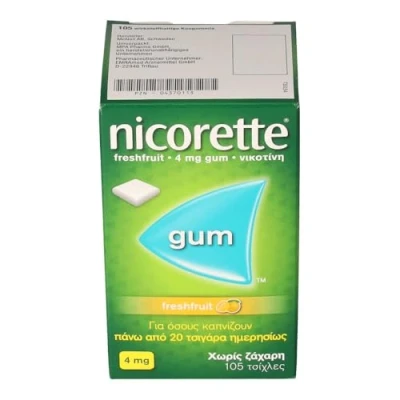 Abbildung von nicorette Kaugummi 4mg freshfruit zur Rauchentwöhnung 105 St