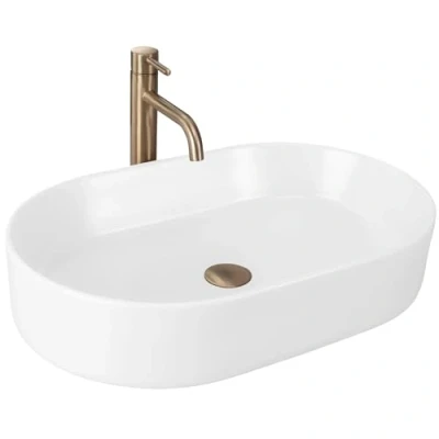 Abbildung von wohnwerk.idee Aufsatzwaschbecken Waschbecken Matt Weiß Beige 61x38,5cm Design