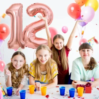 Abbildung von 12 Geburtstag Deko zahlen luftballon jahre Folienballon Roségold für 12. Geburtstagsdeko Männer Frauen Ballon Zahl zum fliegt mit Helium 12.Geburtstagsparty 40&quot; 101cm