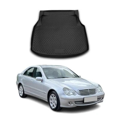 Abbildung von OMAC Kofferraummatte Kofferraumwanne kompatibel mit Mercedes C Klasse W203 2001 2007 Gummi TPE