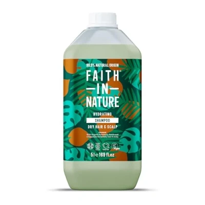 Abbildung von Faith in Nature Natürliches Kokosnuss Shampoo, Feuchtigkeitsspendend, Vegan &amp; Ohne Tierversuche, Frei von Parabenen und SLS, für Normales bis Trockenes Haar, 5 L Nachfüllpackung