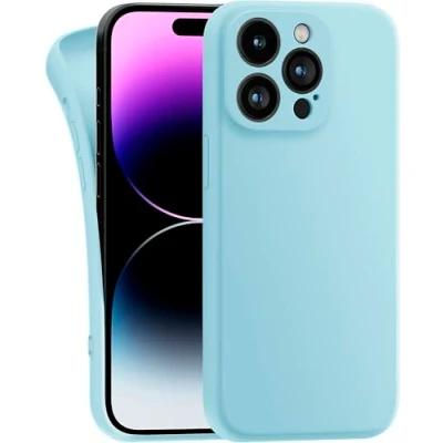 Abbildung von MyGadget Hülle Kompatibel mit iPhone 14 Pro Max robuste Silikon Schutzhülle TPU Case Slim Silikonhülle Back Cover Kratzfest Handyhülle Matt Hellblau