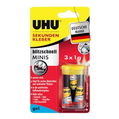 Abbildung von UHU blitzschnell MINIS gel Sekundenkleber 3x 1,0 g