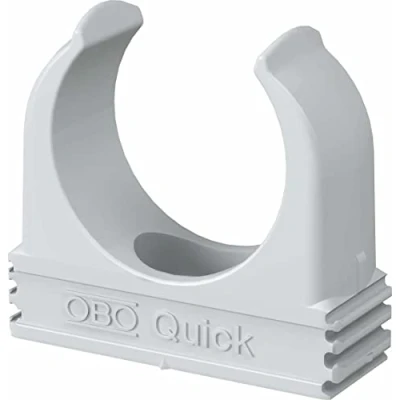 Abbildung von 10x OBO Bettermann M32 Quick Schellen Klemmschelle Rohrschelle anreihbar lichtgrau 32mm 10 Stück