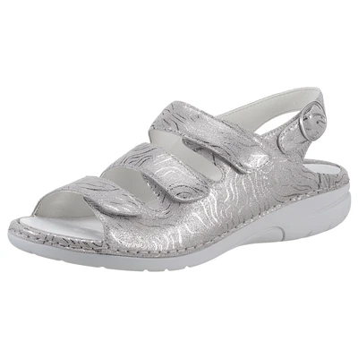 Abbildung von Waldläufer GUNNA Riemchensandale, Sommerschuh, Sandalette, Keilabsatz, in Metallic Optik, G Weite