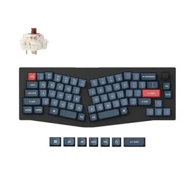 Abbildung von Keychron V8 Max Kabellose Mechanische Tastatur, QMK/VIA Programmierbarer Knopf 2.4 GHz/Bluetooth 5.1/USB, Kompakt, RGB LED, Hot Swap mit Gateron Brown Switch für Mac Windows Linux Schwarz