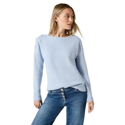 Abbildung von Cecil Melange MIT KNÖPFEN Strickpullover, Damen, Größe: Large, Blau