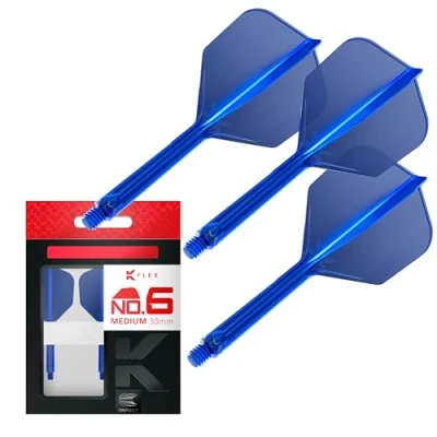 Abbildung von Target Darts K Flex Integrated Dart Flights and Shafts, Nr.6 Blau (Mittel) 3er Pack No6, Kflex All In One Moulded Flight &amp; Stem Professionelles Zubehör
