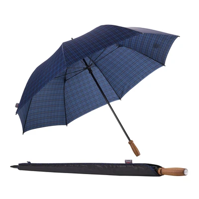 Abbildung von EuroSCHIRM Partnerschirm &quot;birdiepal classic, karodesign&quot;, Regenschirm für Zwei, mit Echtholzgriff aus Nussbaum