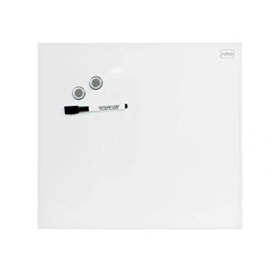 Abbildung von Nobo Glas Whiteboard Kleine Magnetische Wandtafel, Trocken Abwischbare Oberfläche, Rahmenlos, Unsichtbare Wandmontage, 300 x mm, Inkl. Markerstift und Magneten, Brilliant Weiß, 1903956
