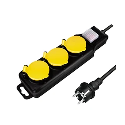 Abbildung von LogiLink LPS253 Steckdosenleiste für den Aussenbereich, 3 fach (3x CEE 7/3) mit IP 44 Schutz und Ein /Aus Schalter, Outdoor