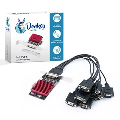 Abbildung von Donkey pc PCIe Karte auf 8 Ports RS232, PCI E Port DB9 Serial Card, Express Chipsatz Controller (externes Kabel mit Ports)