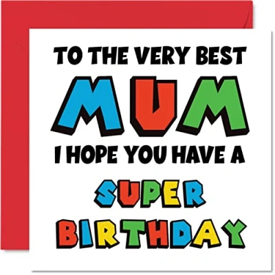 Abbildung von Stuff4 Lustige Geburtstagskarten für Mama Super Geburtstag Happy Karte von Tochter Sohn, Mutter Videospiel Geburtstagsgeschenke, 145 mm x Gamer Grußkarten
