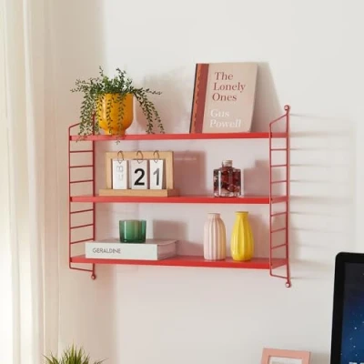 Abbildung von [en.casa] Modulares Wandregal Strängnäs Metallregal Rot Hängeregal mit 3 Regalböden Badregal Küchenwandregal Wandablage Wohnzimmer