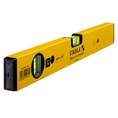 Abbildung von STABILA Wasserwaage Type 70, 40 cm, leichtes Alu Profil, 1 Horizontal Libelle, Vertikal Made in Germany, Gelb