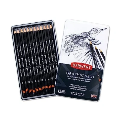 Abbildung von Derwent Graphic Weiche Bleistift Zeichenstifte, Zeichnen &amp; Schreiben, Ideal für Illustrationen Schattierung, 12er Set, Professionelle Qualität, 34215