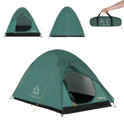 Abbildung von KADVA Campingzelt Festa 2 Zelt 200 x 120 105 cm für Personen mit Moskitonetz Wasserdichtes Leichtes und Robustes Fiberglasgestell Ideal Camping Wandern Farbe Grün