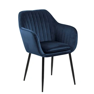 Abbildung von AC Design Furniture Wendy Esszimmerstuhl, B: 57 x T:61 H: 83 cm, Dunkelblau/Schwarz, Samt/Metall, 1 Stk.
