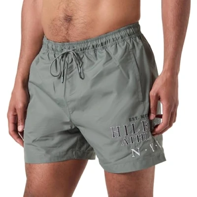 Abbildung von Tommy Hilfiger Herren Badeshorts Medium Drawstring Mittellang, Mehrfarbig (Stonewash Green), S