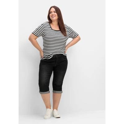 Abbildung von Sheego Capri Jeans Shorts, Damen, Größe: 40, Black denim